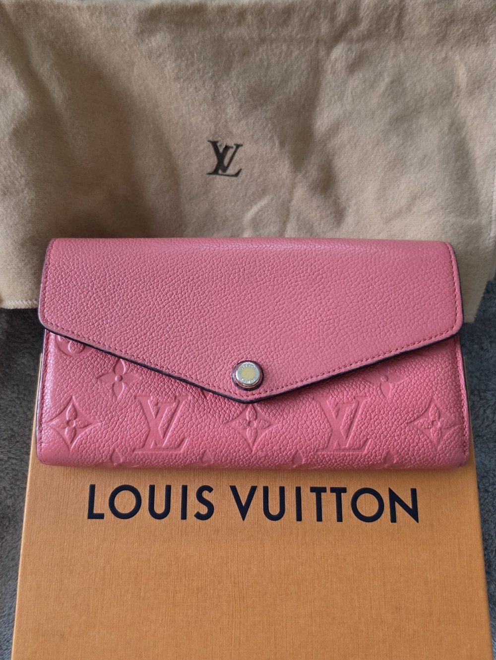 Louis Vuitton Pink Empreinte Sarah Wallet